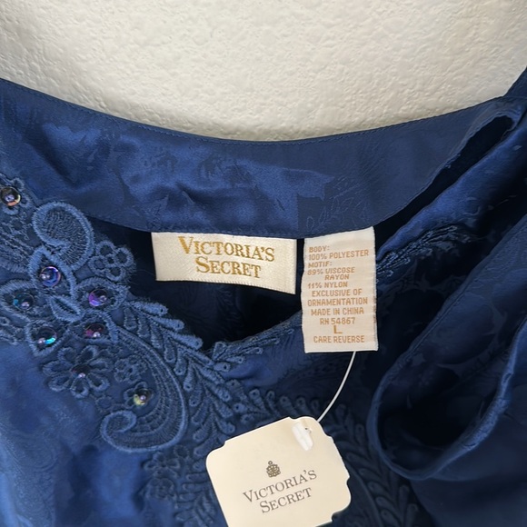 NWT Vintage Victoria’s Secret Navy Jacquard Print Slip Dress Top - Picture 9 of 9